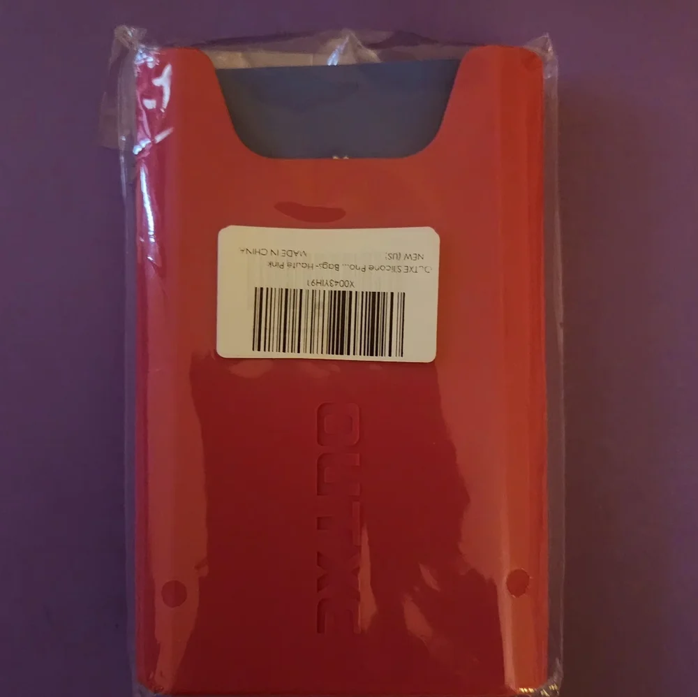 Vibrant Pink Silicone Phone Holder with Black Strap (Bogg Bag Type Holder)